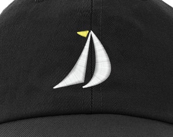 SailBoat, Mainsail and Geneo Sailing Embroidered Adjustable Baseball Hat