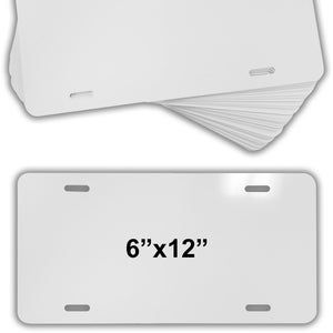 10, 25, 50, Pack of Metal Aluminum Sublimation License Plate Blanks 6"x12" inch, Thickness 0.65mm (0.025 inch) and 0.81mm (0.032 inch)