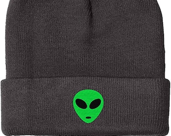Green Alien Knit Winter Beanie Hats