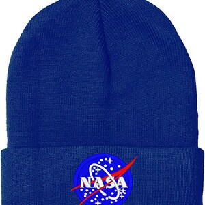 NASA Knit Winter Beanie Hats Navy Blue