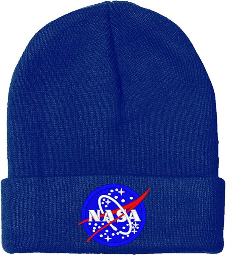 NASA Knit Winter Beanie Hats Navy Blue