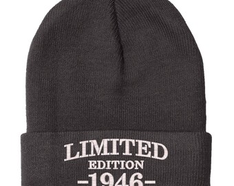 80th Birthday Gift, Limited Edition 1946 BEANIE - All Original Parts Knit Winter Beanie Hat