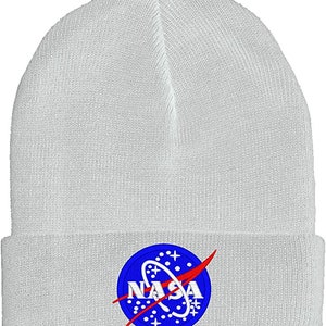 NASA Knit Winter Beanie Hats White