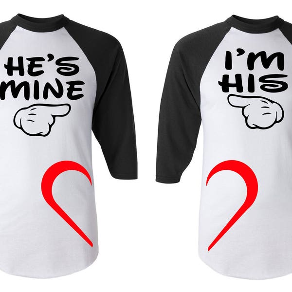 He's Mine,I'm His Three-Quarter Sleeve Baseball Jersey,Gay couple T-shirts