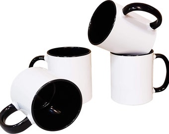 Mug Set of 4 Pieces Sublimation Printable 11 oz. Ceramic Coffee/Tea Mugs, All Blank Comes With Shipping Box