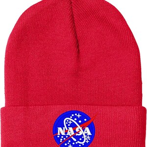 NASA Knit Winter Beanie Hats Red