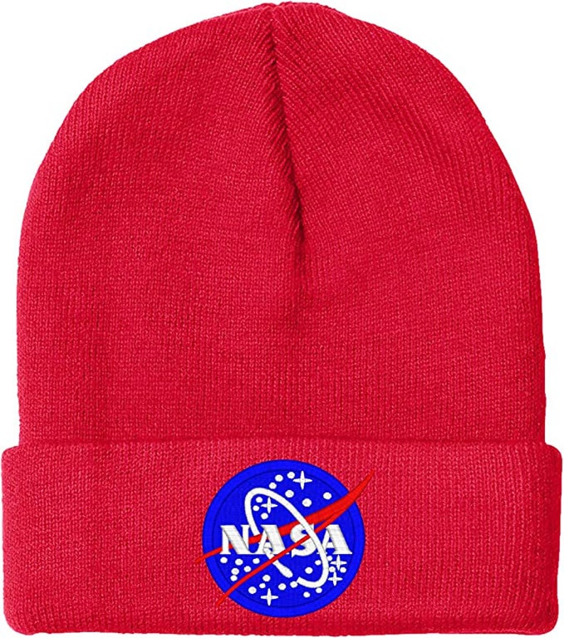 NASA Knit Winter Beanie Hats Red