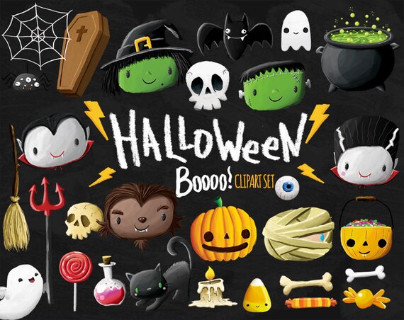 Cute Hand Drawn Digital Halloween Clip Art Illustration Dracula Frankenstein Pumpkin Skull Printable Instant Download Halloween Graphics Png Clip Art Art Collectibles Kromasol Com