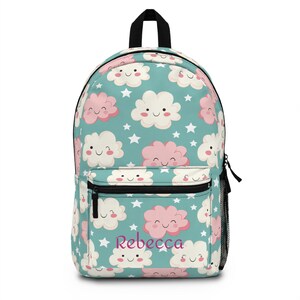 Joli sac à dos personnalisé à imprimé nuage pour les enfants d'âge préscolaire, cartable élégant, cadeau d'anniversaire, sac à dos de voyage, articles indispensables pour la chambre d'enfant