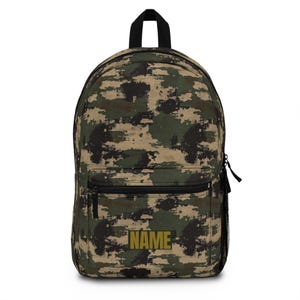 Sac à dos personnalisé avec nom camouflage | Cartable élégant, cadeau personnalisé pour enfant, sac à dos de voyage tendance, équipement de plein air, design unique
