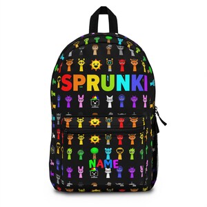 Sac à dos personnalisé Sprunki - Cartable avec nom personnalisé, sac à dos de voyage pour enfants, idée cadeau unique, cartable enfant personnalisé, fournitures scolaires