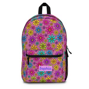 Sac à dos floral personnalisé, joli cartable, sac à dos pour enfants, sac à dos à fleurs, sac prénom personnalisé, cadeau de printemps