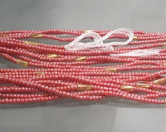 32"-34" WAIST BEADS ∆ Red Gold African Waist Beads