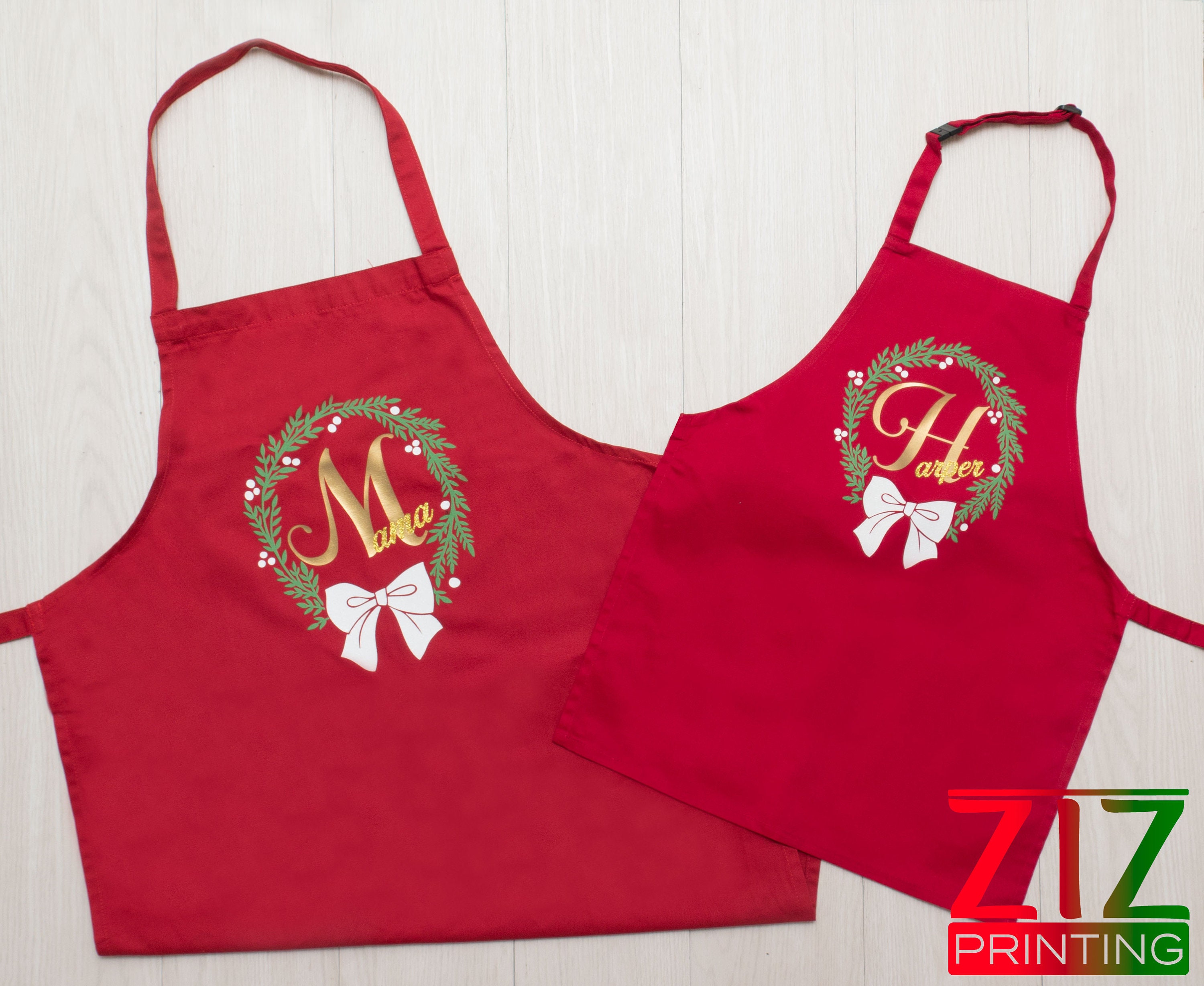 Personalised Christmas Aprons Matching aprons Mum Gift Nana Etsy