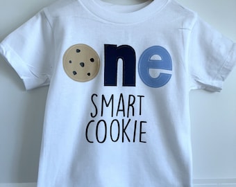 Een SMART cookie, Melk en Koekjes Eerste verjaardag shirt, EEN, 1e verjaardag, verjaardag shirt, chocolate chip cookie, elke leeftijd, twee, 2