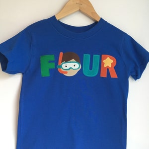 FOUR scuba diver, swimmer, snorkel birthday shirt. Any age, fish, starfish, swim, dive, birthday party, one, two, three, four, 4th birthday