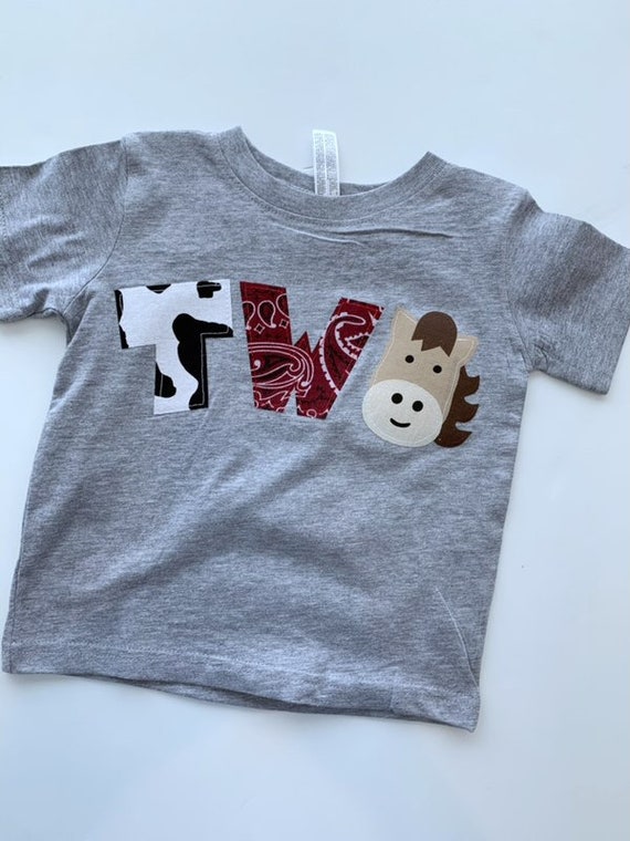 Horse Themed 2nd Birthday Tee. TWO 2 Second Birthday Shirt. Barnyard Rodeo Horse Polo Bandana. Horse Riding Party Any Age Birthday Etsy UK