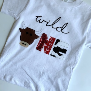 ONE bull riding shirt, great for birthday party, rodeo, first birthday, any age, 1, 1st birthday, brown bull, cowboy