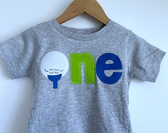 ONE golf tee birthday shirt, first birthday, golf birthday shirt, first birthday, hole in one birthday party, any age, 1 shirt,  custom age