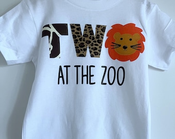 TWO at the ZOO lion birthday shirt, zebra, cheetah, giraffe themed birthday. Wild One, Zoo birthday, animal, safari, jungle birthday, two