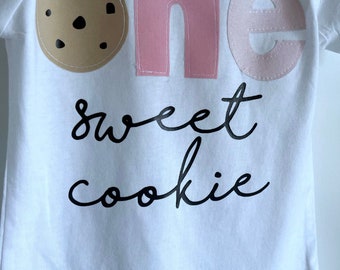 Een zoet koekje, melk en koekjes Eerste verjaardag shirt, EEN, 1e verjaardag, meisjes verjaardag shirt, chocoladekoekje, elke leeftijd, twee, 2