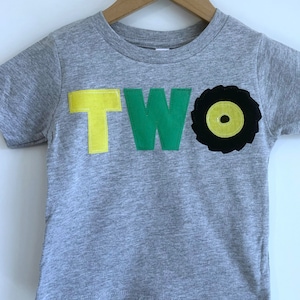 Tractor themed second birthday shirt. Any age. Two shirt, first, third, tractor, farm, cow, pig, barn barnyard. Tractor birthday, lawn mower