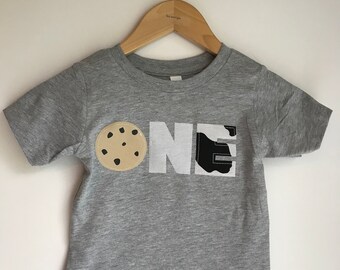 Milk and Cookies First birthday shirt, ONE, 1st birthday, boys birthday shirt, girls birthday shirt, chocolate chip cookie, any age, two, 2