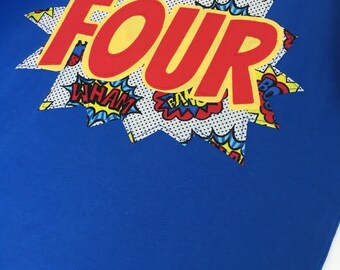 Superhero POW birthday shirt, Super hero party, ONE, TWO, three boy birthday shirt, any age, shield, superhero shirt 2nd birthday, second