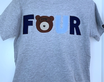 FOUR bear, beary special, little bear  birthday shirt, wild four, teddy bear, 4th birthday, adventure party, four wild party, 4 birthday