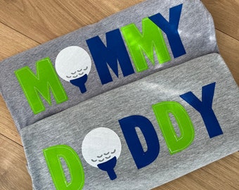 MOMMY, DADDY or sibling coordinating shirt for ONE golf tee birthday shirt, golf birthday shirt, first, hole in one birthday party, any age