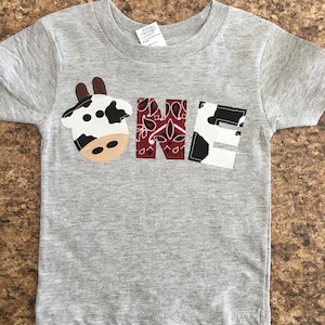 Holy Cow, I'm ONE, Barnyard themed ONE birthday tee. Farm party, cow themed, bandana, first birthday shirt, first birthday party, second