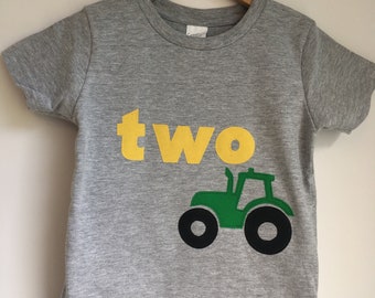 Tractor themed second birthday shirt. Any age. Two shirt, first, third, tractor, farm, cow, pig, barn barnyard. Tractor birthday, lawn mower