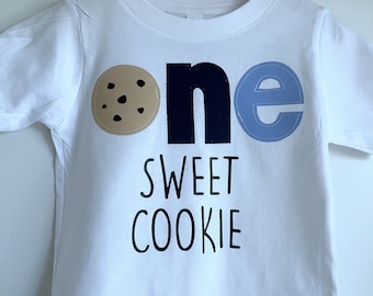 Een zoete koekje, Melk en Koekjes Eerste verjaardag shirt, EEN, 1e verjaardag, meisjes verjaardag shirt, chocolate chip cookie, elke leeftijd, twee, 2