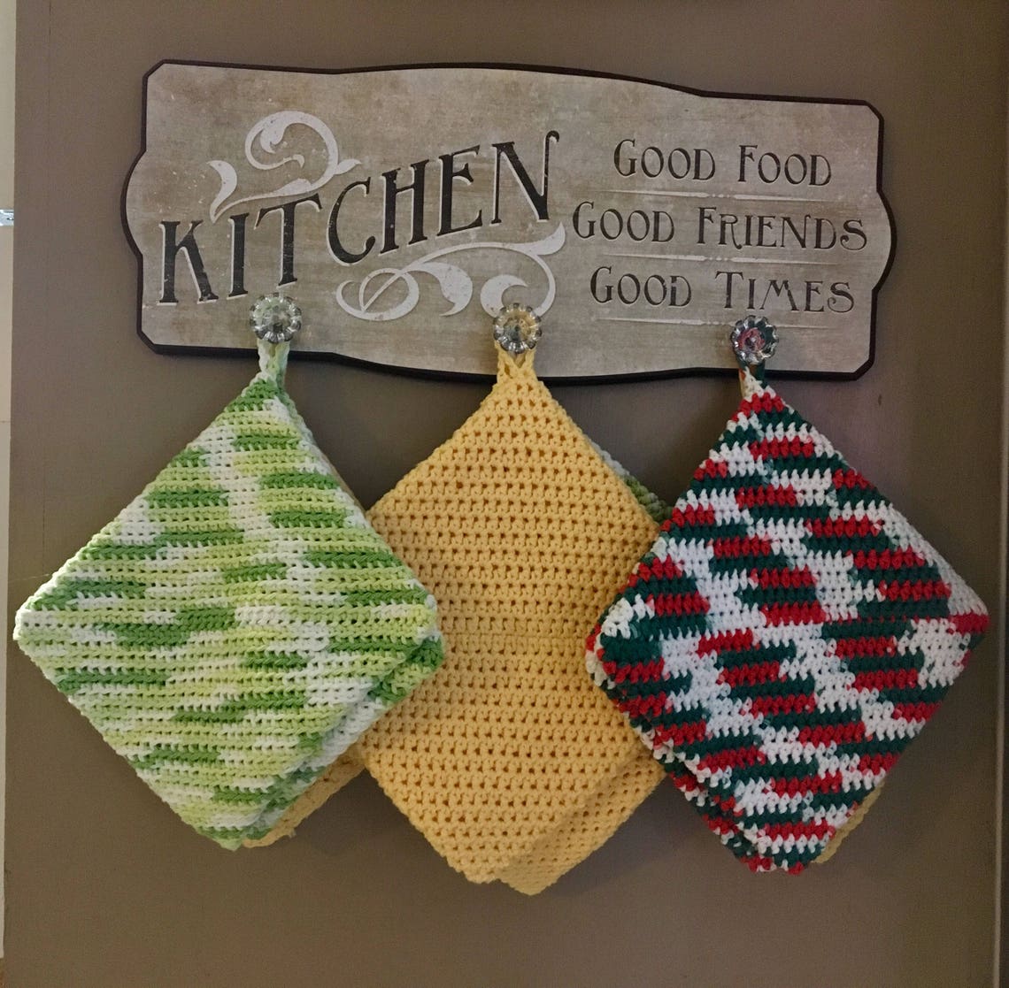 Handmade Crocheted Potholders Double Thickness Set of two 2 Etsy