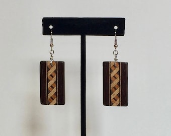 Wood Earrings with Inlay