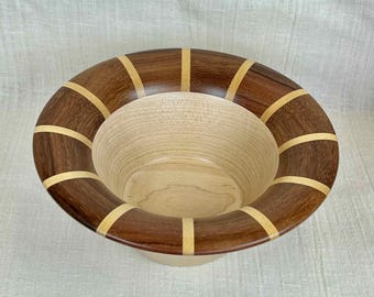 Turned Figured Maple Bowl with Segmented Rim
