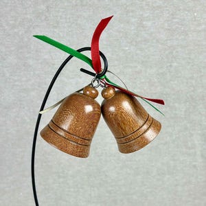 Turned Wood Combo Christmas Bell Ornament