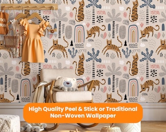 Tiger Wallpaper: Kids Nursery Decor, Peel and Stick or NonWoven