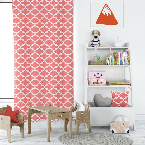 Fynn Coral Curtains For Kids Bohemian Curtains Playroom Kids Etsy