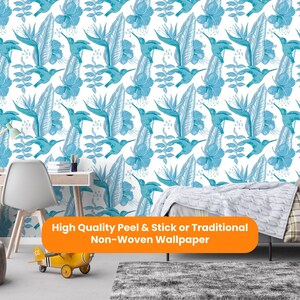Birds Wallpaper, Peel & Stick Self Adhesive and Removable or Traditional Wallpaper, Rabbit Decor for Nursery, Toddler, Kids and Playrooms