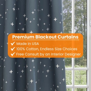 Stars Curtains, Blackout Curtains for Kids’ Bedroom, Nursery, and Playroom | Custom Size Room Darkening Drapes, Space Theme Curtains.