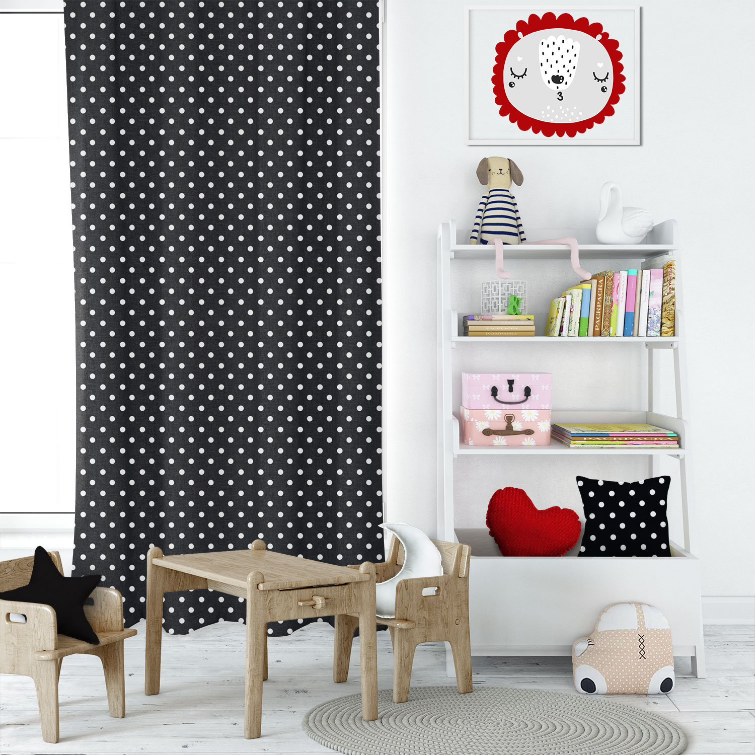 Polka Dot Black White Playroom Curtains Kids Room Curtains Etsy