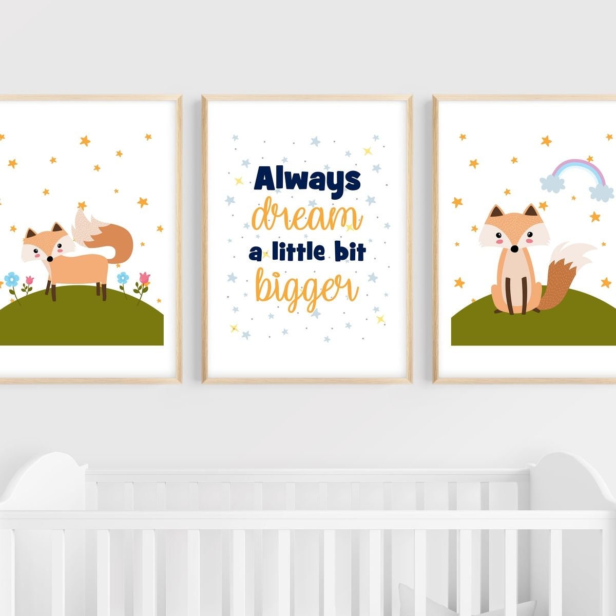 3Pcs Fox Wall Art Kids Wall Hangings Nursery Wall Art Kids Etsy.de