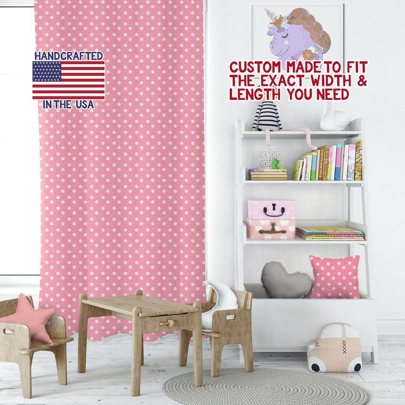 Cute Curtains Kids Room Curtains Childrens Window Curtains Drapery Panels Childrens Curtains P Dot Baby Pink White Playroom Curtains