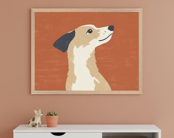 Dog Minimalist Illustration Wall Art, Terracotta Pet Portrait Poster, Modern Animal Nursery Decor, Boho Neutral Puppy Print, Pet Lover Gift