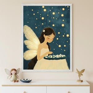 Ethereal Fairy Glowing Wings Wall Art, Whimsical Sprite Illustration, Magical Nursery Decor, Enchanted Pixie Art, Fantasy Cottagecore Decor