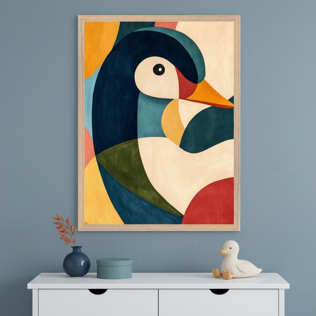 Abstract Duck Framed Wall Art - Playful Colorful Nursery & Kids Room ...