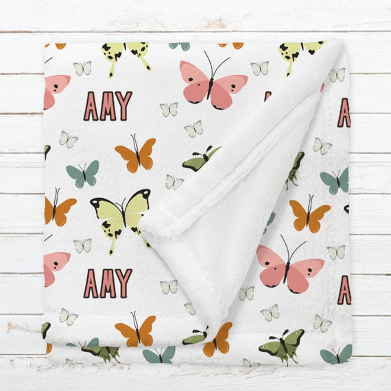 Personalized Butterfly Baby Blanket. Custom Name Blanket for Kids and Toddler. Perfect Gift for Baby Showers Birthdays Holidays New Born Etsy Canada