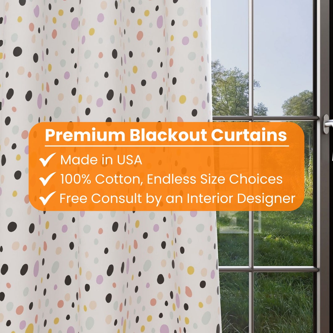 Dots Kids and Nursery Blackout Curtains. Custom Handmade Etsy