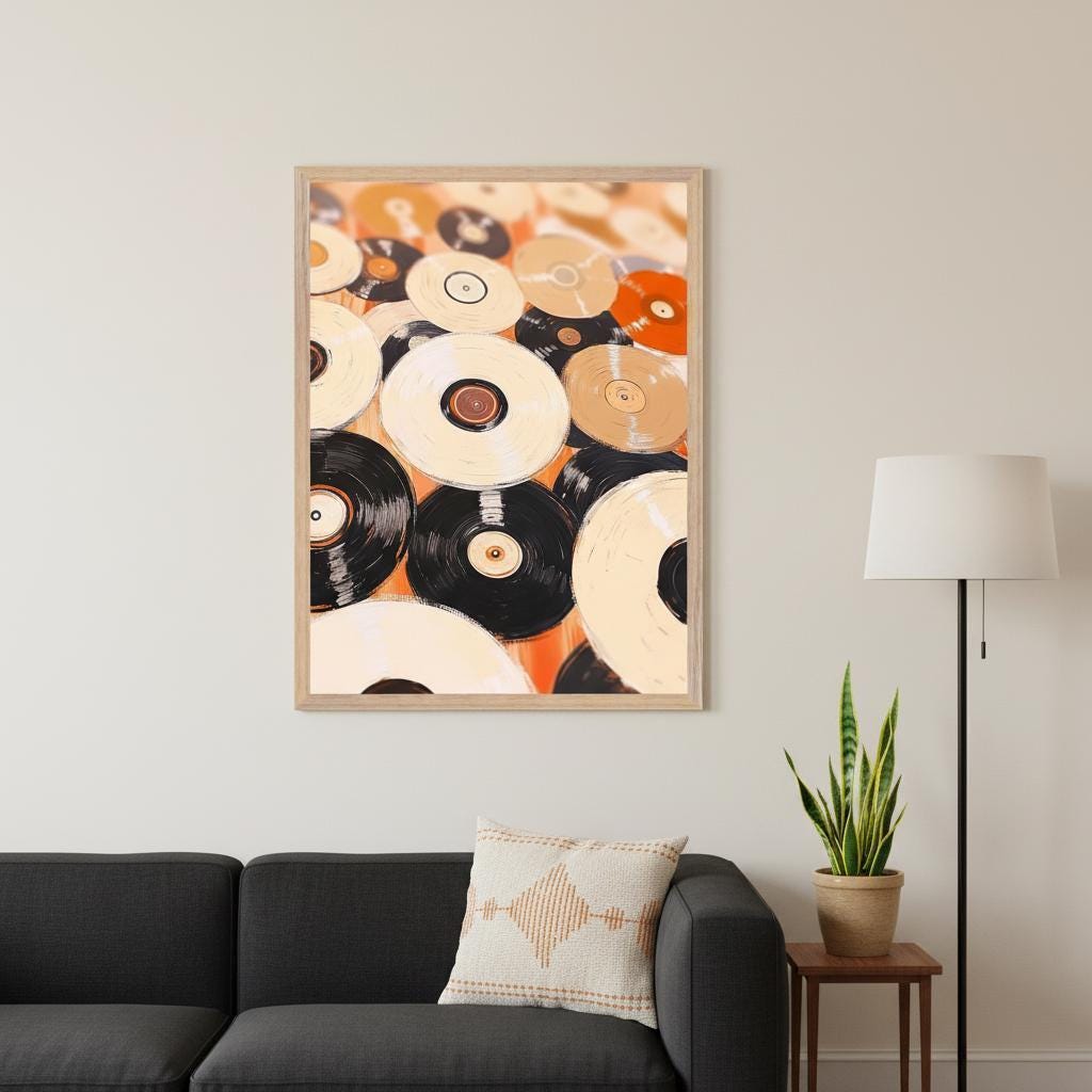 Vinyl Records Retro-modern Wall Art, Mid Century Music Decor